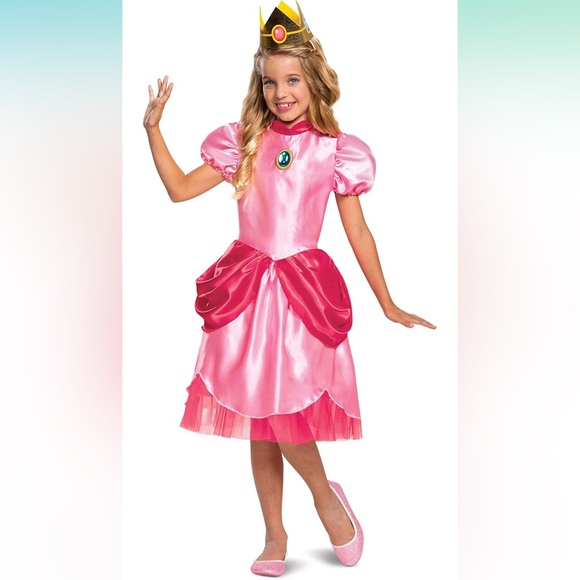 Nintendo Other - Super Mario Princess Peach Costume Dress L 10/12